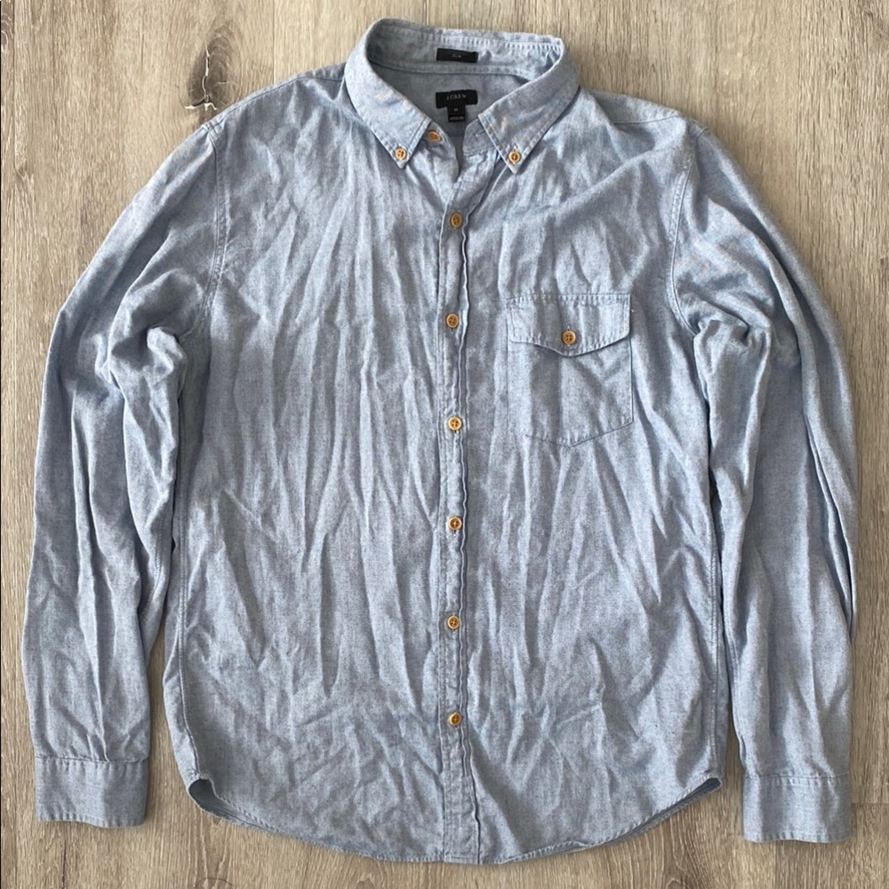 J Crew Men's Blue Button-Down Shirt
